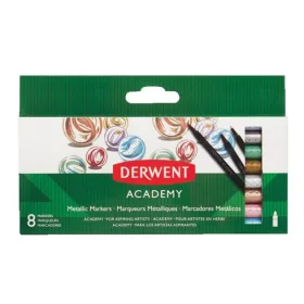 Filctoll készlet, DERWENT, "Academy", 8 különböző metál szín