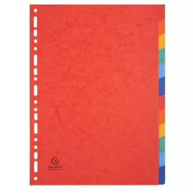 Regiszter, karton, A4, 12 részes, EXACOMPTA, színes