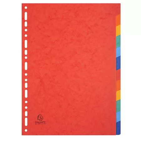 Regiszter, karton, A4, 12 részes, EXACOMPTA, színes