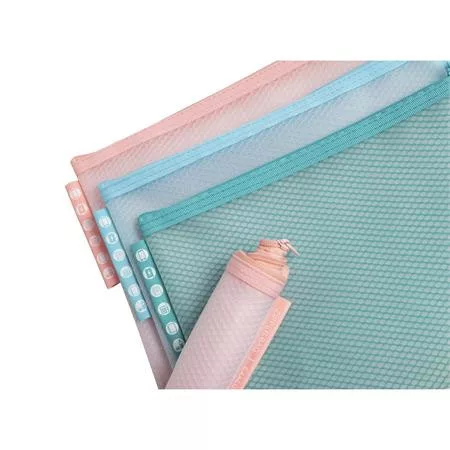 Rendszerező tasak, cipzáras, hálós, A5, EXACOMPTA "Chromaline Pastel", vegyes színek