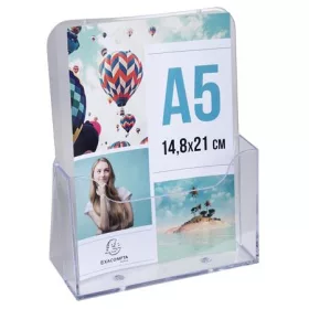 Katalógustartó, asztali, A5, álló, 1 rekeszes, EXACOMPTA "Office", áttetsző