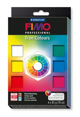 Gyurma készlet, 6x85 g, égethető, FIMO "Professional True Colours", 6 különböző szín