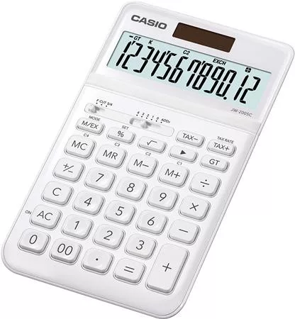Számológép, asztali, 12 számjegy, CASIO "JW 200SC", fehér