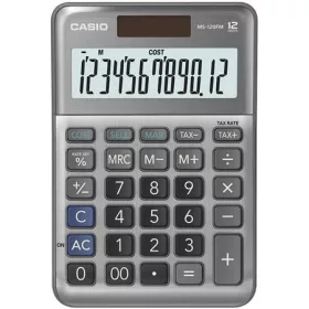   Számológép, asztali, 12 számjegy, CASIO "MS-120 FM", szürke