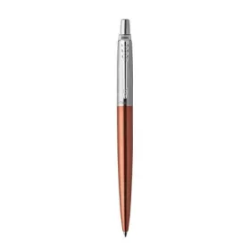 Golyóstoll, 0,7 mm, ezüst színű klip, Chelsea narancssárga tolltest, PARKER "Royal Jotter", kék