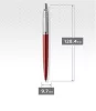 Golyóstoll, 0,7 mm, ezüst színű klip, Kensigton piros tolltest, PARKER "Royal Jotter", kék