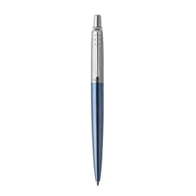 Golyóstoll, 0,7 mm, ezüst színű klip, Waterloo kék tolltest, PARKER "Royal Jotter", kék
