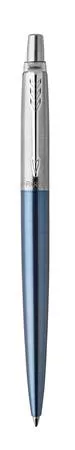 Golyóstoll, 0,7 mm, ezüst színű klip, Waterloo kék tolltest, PARKER "Royal Jotter", kék