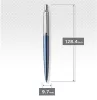 Golyóstoll, 0,7 mm, ezüst színű klip, Waterloo kék tolltest, PARKER "Royal Jotter", kék