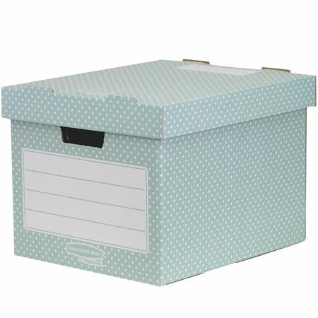 Tároló doboz, karton, 33,3x28,5x39 cm FELLOWES, "Style", zöld-fehér