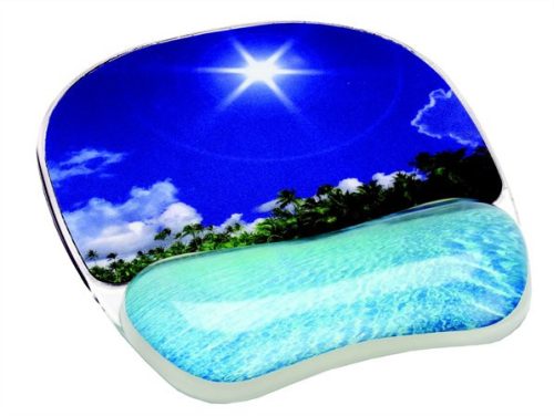 Egéralátét csuklótámasszal, géltöltésű, FELLOWES "Photo™ Gel", trópusi strand