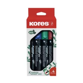   Alkoholos marker készlet, 3-5 mm, vágott, KORES "ECO K-Marker XP2", 4 különböző szín