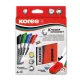 Tábla- és flipchart marker készlet mágneses táblatörlő szivaccsal, 3-5 mm, vágott, KORES "XW2", 4 különböző szín