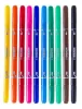 Filctoll készlet, 1-3 mm, kétvégű, kimosható, KORES "Korellos 2in1", 10 különböző szín