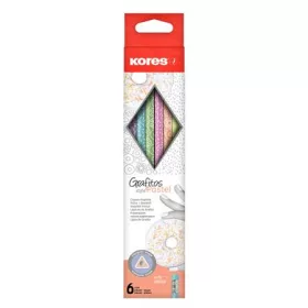   Grafitceruza készlet, radírral, HB, háromszögletű, KORES "Grafitos Style Pastel"