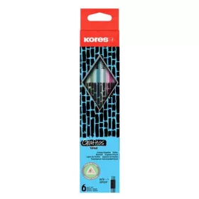   Grafitceruza radírral, HB, háromszögletű, KORES "Style Cracked", vegyes metál színek