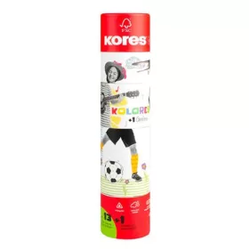   Színes ceruza készlet, háromszögletű, 1 grafittal, 1 hegyezővel, KORES "KOLORES Twist & Turn", 12 különböző szín