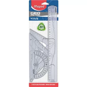   Vonalzókészlet, műanyag, 4 darabos, MAPED "Geometric"