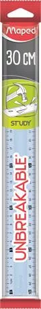Vonalzó, műanyag, törhetetlen, 30 cm, MAPED "Study Unbreakable", vegyes színek