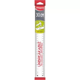 Vonalzó, műanyag, törhetetlen, 30 cm, MAPED "Study Unbreakable", átlátszó