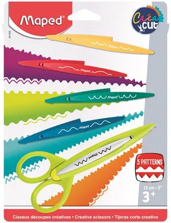 Olló, kreatív, cserélhető penge, MAPED "Créa Cut", 5 különböző minta
