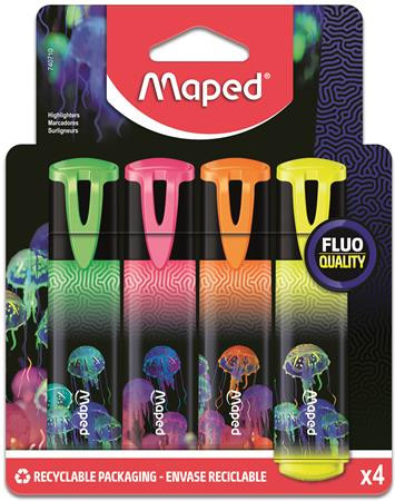 Szövegkiemelő készlet, 1-5 mm, MAPED "Deepsea Paradise Fluo Peps", 4 különböző szín
