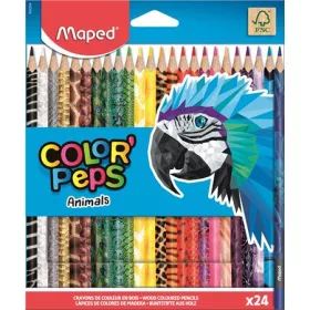   Színes ceruza készlet, háromszögletű, MAPED "Color'Peps Animal", 24 különböző szín