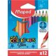 Színes ceruza készlet, háromszögletű, MAPED "Color'Peps Star Mini", 12 különböző szín