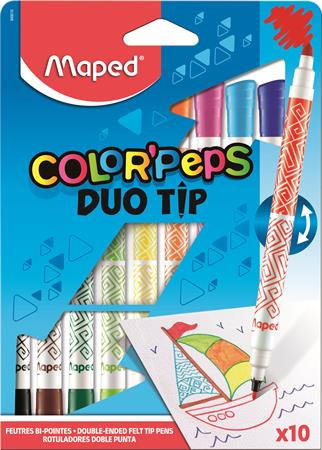Filctoll készlet, MAPED "Color'Peps Duo Tip", 10 különböző szín