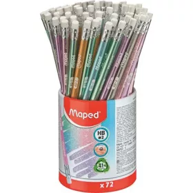   Grafitceruza radírral, ceruzatartó, HB, háromszögletű, MAPED "Black'Peps Glitter Deco", vegyes pasztell színek