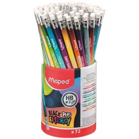 Grafitceruza radírral, ceruzatartó, HB, háromszögletű, MAPED "Black'Peps Energy", 6 különböző minta