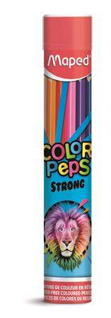 Színes ceruza készlet, háromszögletű, fémhengerben,  MAPED "Color'Peps Strong" 12 különböző szín