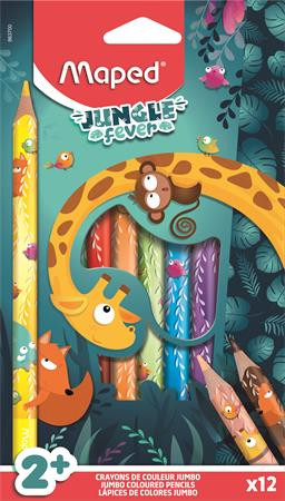 Színes ceruza készlet, vastag, MAPED "Jungle Fever", 12 különböző szín