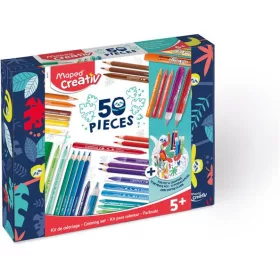 Színezőkészlet, írószertartóval, 50 darabos, MAPED CREATIV