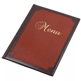   Étlaptartó, A4, bőrhatású, PANTA PLAST "Keretes Menu", sötétbarna-gesztenyebarna