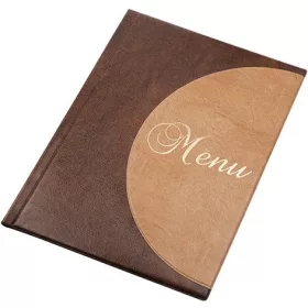 Étlaptartó, A4, bőrhatású, PANTA PLAST "Félkör Menu", sötétbarna-világos barna
