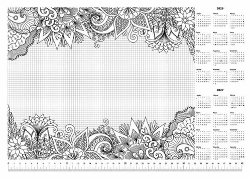 Könyökalátét, A3, 410x297 mm, színezhető, 2026/27, PANTA PLAST, "virágos"