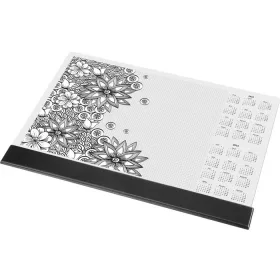   Könyökalátét, A3, 410x297 mm, színezhető, szamárfül védővel, PANTA PLAST, "virágos"