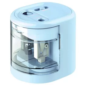   Hegyező, kétlyukú, asztali, elemes, USB töltővel, RAPESCO"PS12-USB", világoskék