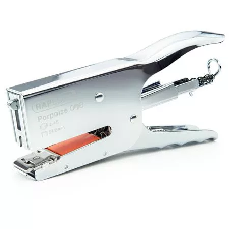 Tűzőgép, kézi, 24/8, 45 lap, fém, RAPESCO "Porpoise ONE", króm