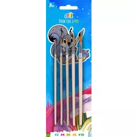   Ecsetkészlet, no. 2-4-6-8-10, fa, COOL BY VICTORIA, natúr fanyelű