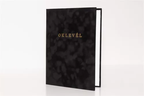 Oklevéltartó, A4, exkluzív, plüss, aranyozva, fekete