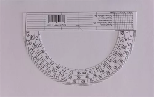 Szögmérő, papír, 180 fokos