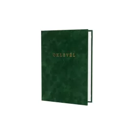 Oklevéltartó, A4, exkluzív, plüss, aranyozva, zöld