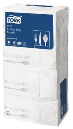 Szalvéta, 1/8 hajtogatott, 3 rétegű, 39x40 cm, TORK "Soft Bon Appetit Cutlery Pocket", decor