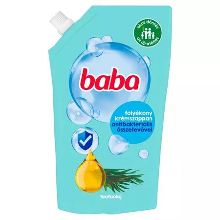 Folyékony szappan utántöltő, antibakteriális összetevővel,  0,5 l, BABA, eukaliptusz