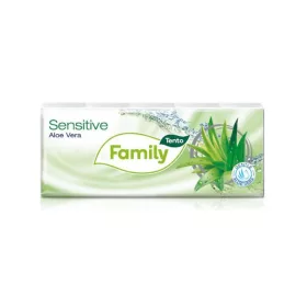   Papír zsebkendő, 3 rétegű, 10x10 db, TENTO "Family", aloe vera