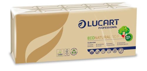 Papír zsebkendő, 4 rétegű, 10x9 db, LUCART "EcoNatural", barna