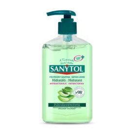   Antibakteriális folyékony szappan, 250 ml, SANYTOL "Hidratáló", aloe vera és zöld tea