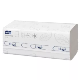 Kéztörlő, tömörített, Interfold, 2 réteg, 200 lap, H2 rendszer, Advanced, TORK "Xpress Soft Multifold", fehér